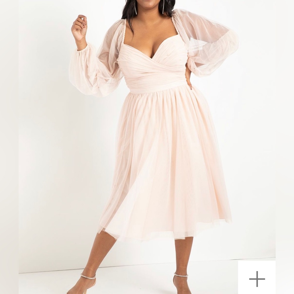 Eloquii Tiered Puff Sleeve Dress, Size 22